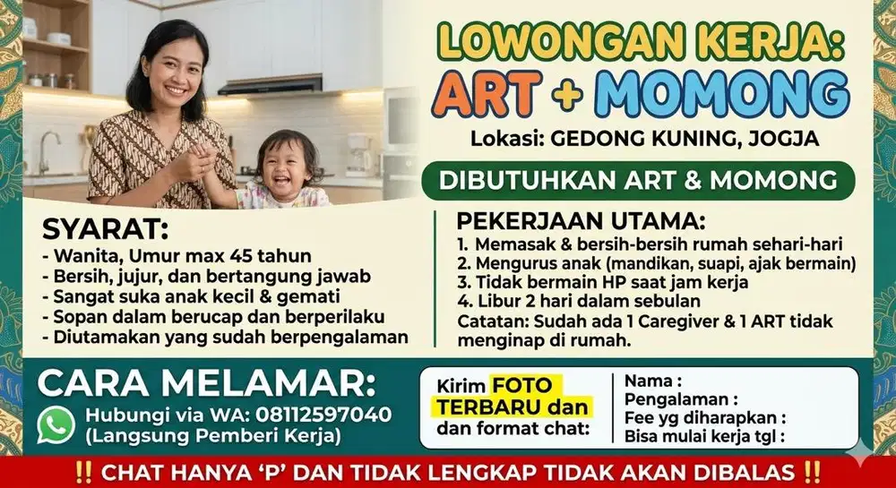 ART+Momong (Menginap)