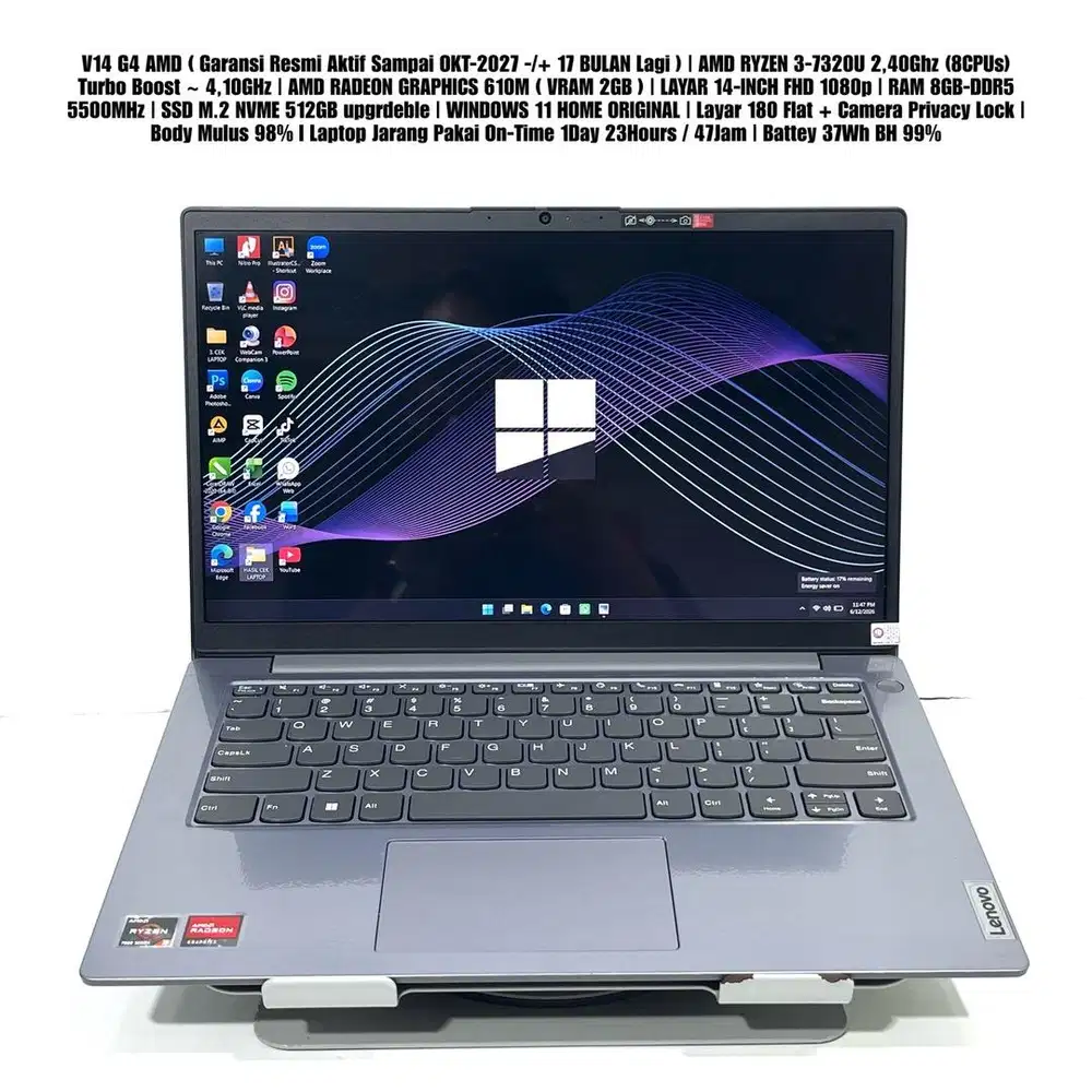 Laptop LENOVO V14 G4 MASIH GARANSI RESMI AMD RYZEN 3-7320U 8/512GB