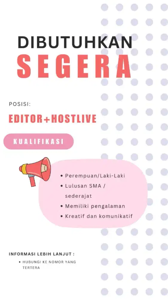 DIBUTUHKAN SECEPATNYA!