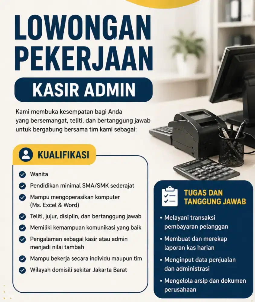Lowongan Kasir admin