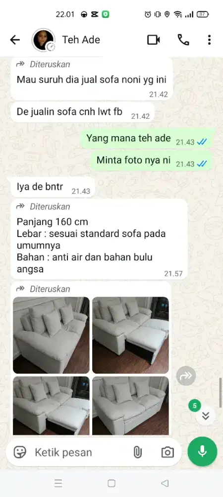 Sofa bed bulu angsa baru sehari beli