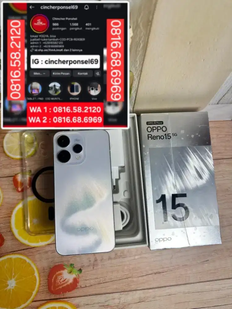 JUAL hp likenew OPPO RENO 15 5G 12/256 istimewa garansi sampai 2027