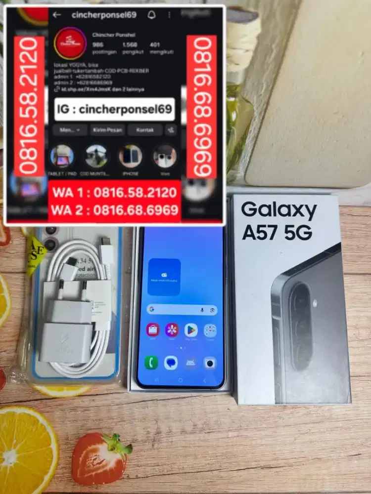 Jual hp SAMSUNG A57 5g grns juni 2027 free adaptor n case