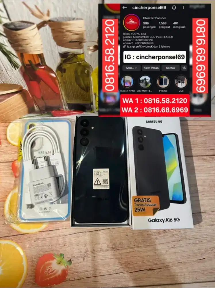 Jual hp SAMSUNG A16 5g 8/256 istimewa grns 09 2026 free adaptor n case