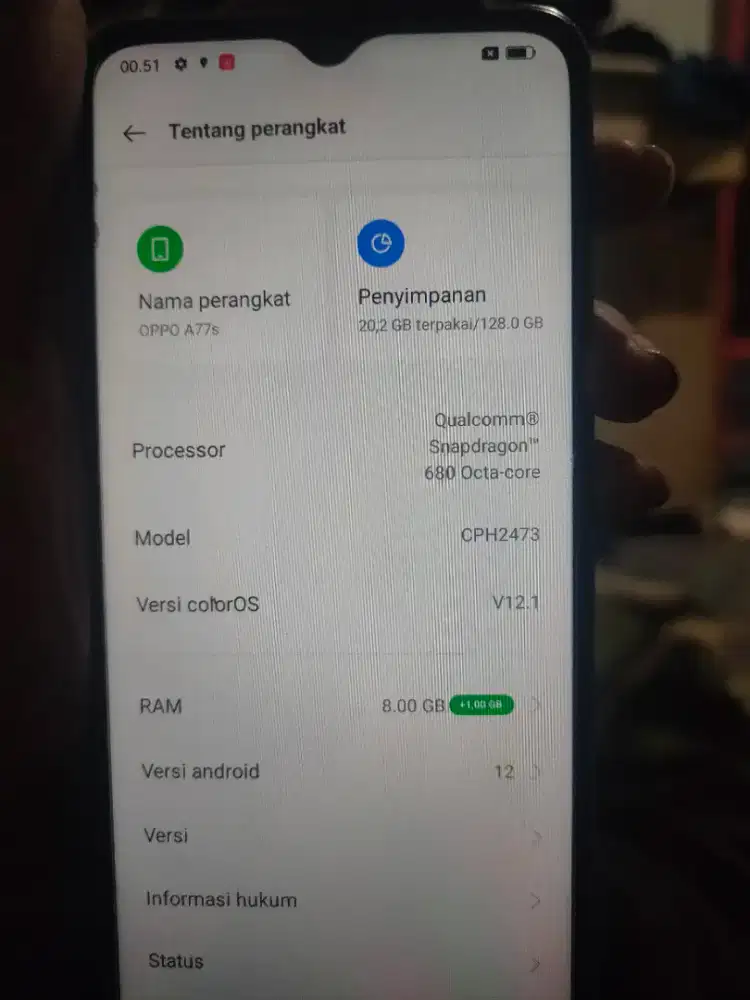 Oppo a77s bekas