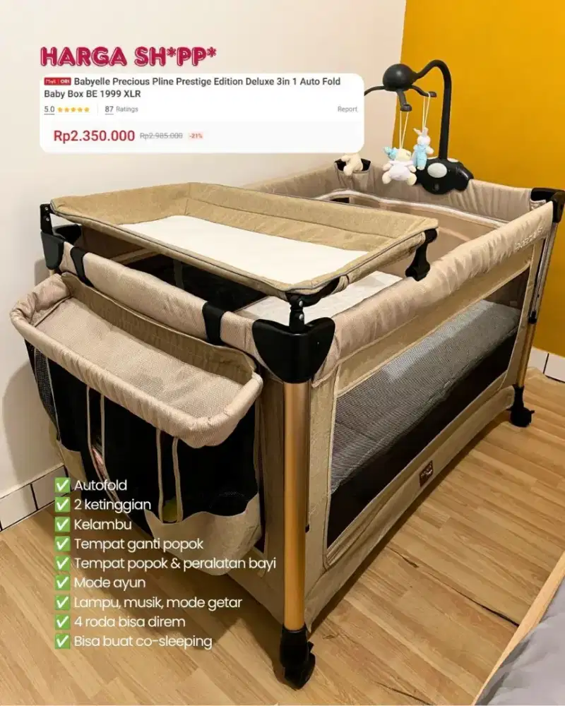 Baby Box Merk Babyelle Prestige Edition Deluxe 3 in 1 Auto Fold