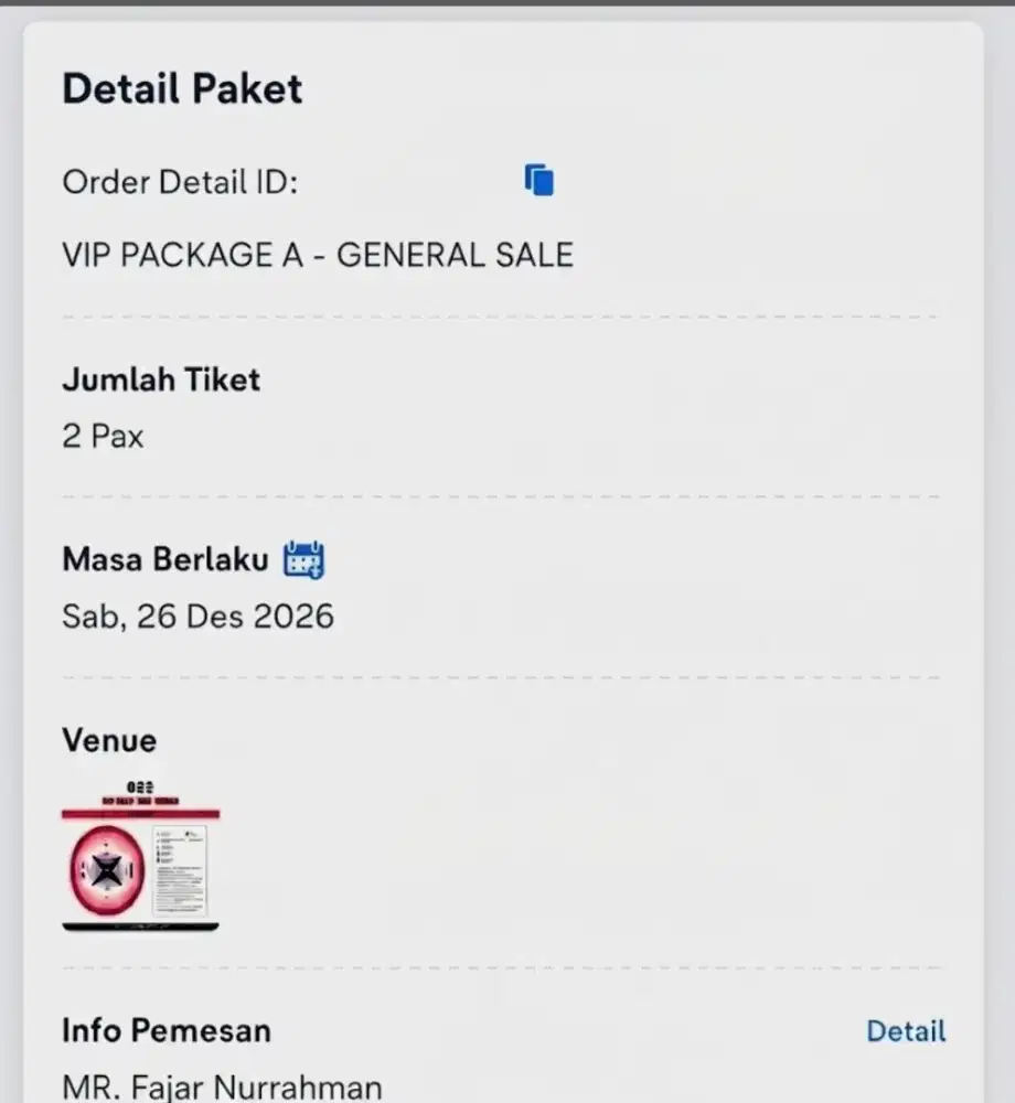 Tiket BTS VIP package A