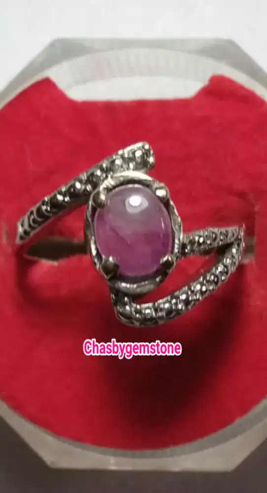 Cincin Batu ruby belang burma-Natural Ruby belang birma top crystal