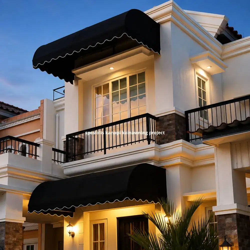 kanopi awning warna hitam elegan dengan tukang ahli