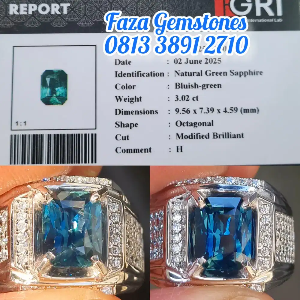 Green Sapphire Aka Teal Sapphire Bluish-Green Color, almost Clean