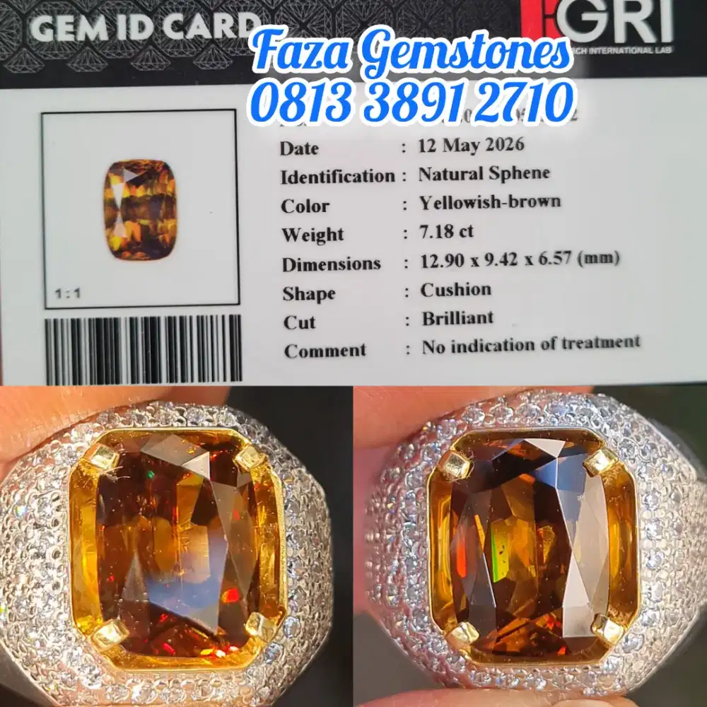 HQ Natural Rainbow Sphene , Full Luster, Body Glass, Good table