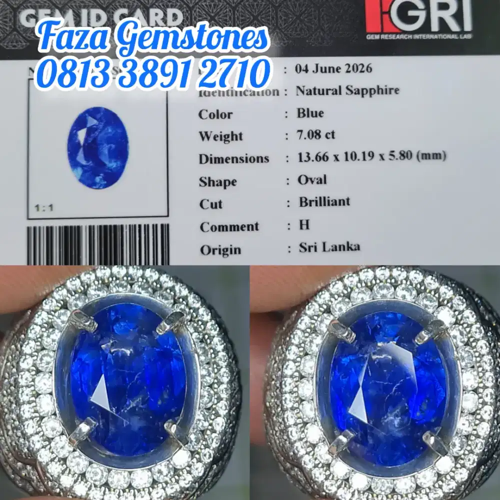 Blue Sapphire Srilanka Metallic color siang malam mirip meja batu 9 ct