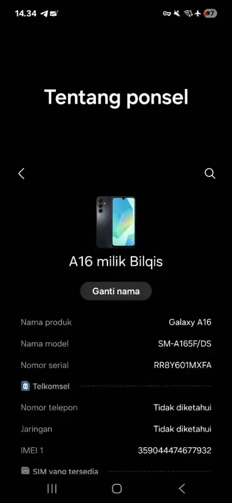 Samsung a 16  bekas