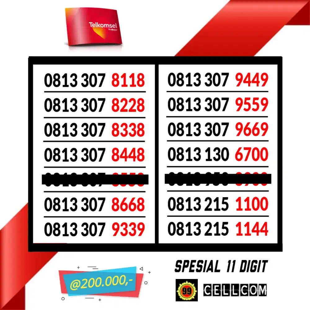 Simpati 11 Digit Nomor Cantik Simpati Telkomsel Reguler