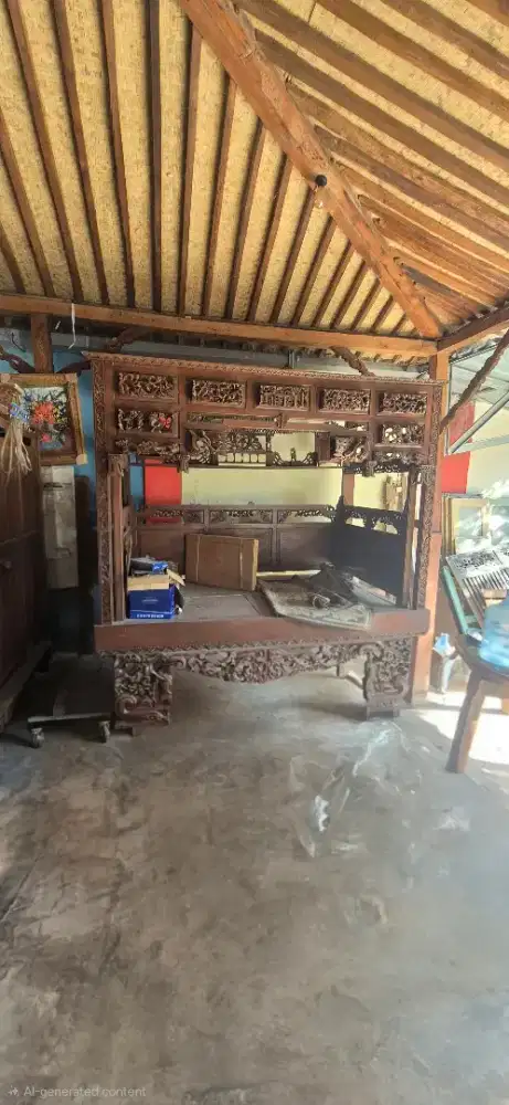 kasur kayu antik tempat tidur sambungan interlock motif kuno dipan