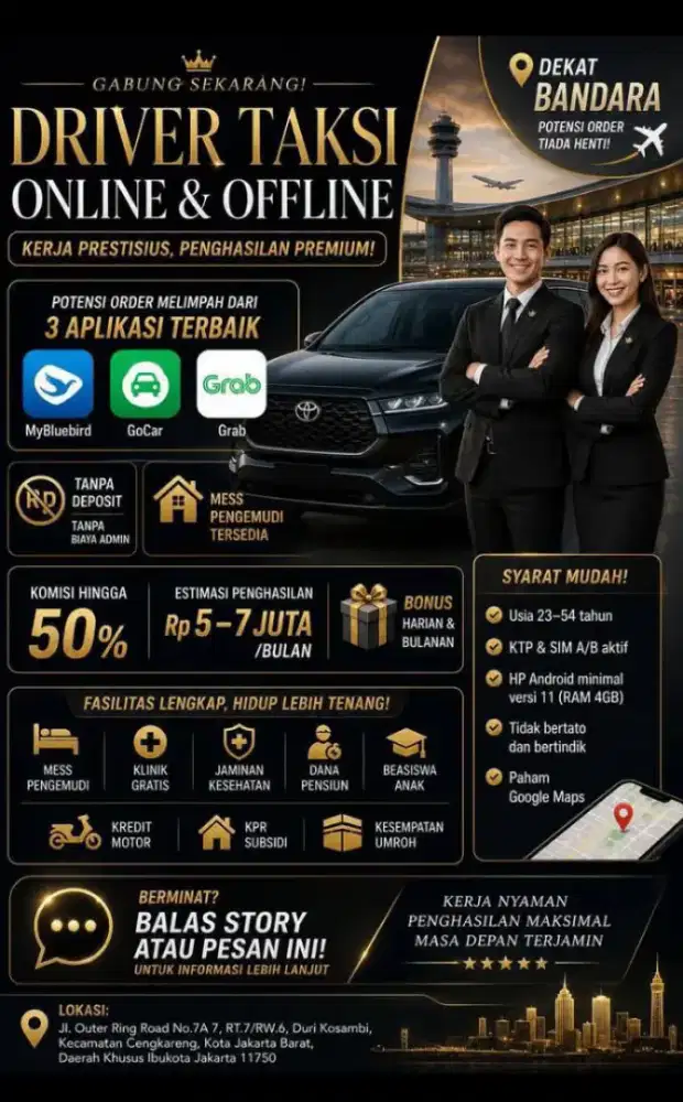 Di butuhkan driver taksi online bandara