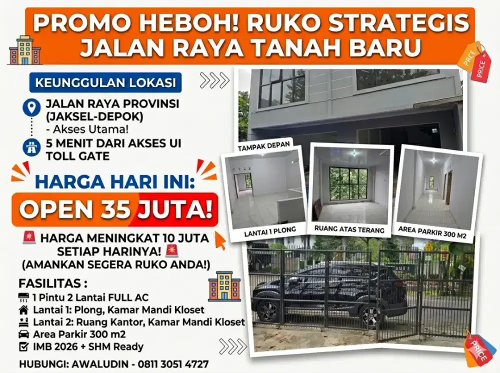 RUKO STRATEGIS 1 PINTU PINGGIR JALAN RAYA PROPINSI JAKSEL-UI