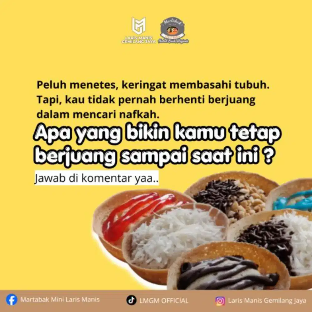 Lowongan untuk berjualan keliling di martabak mini laris manis