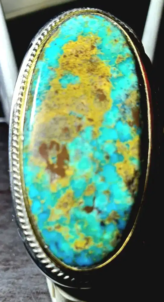 Cincin Pirus biru urat emas