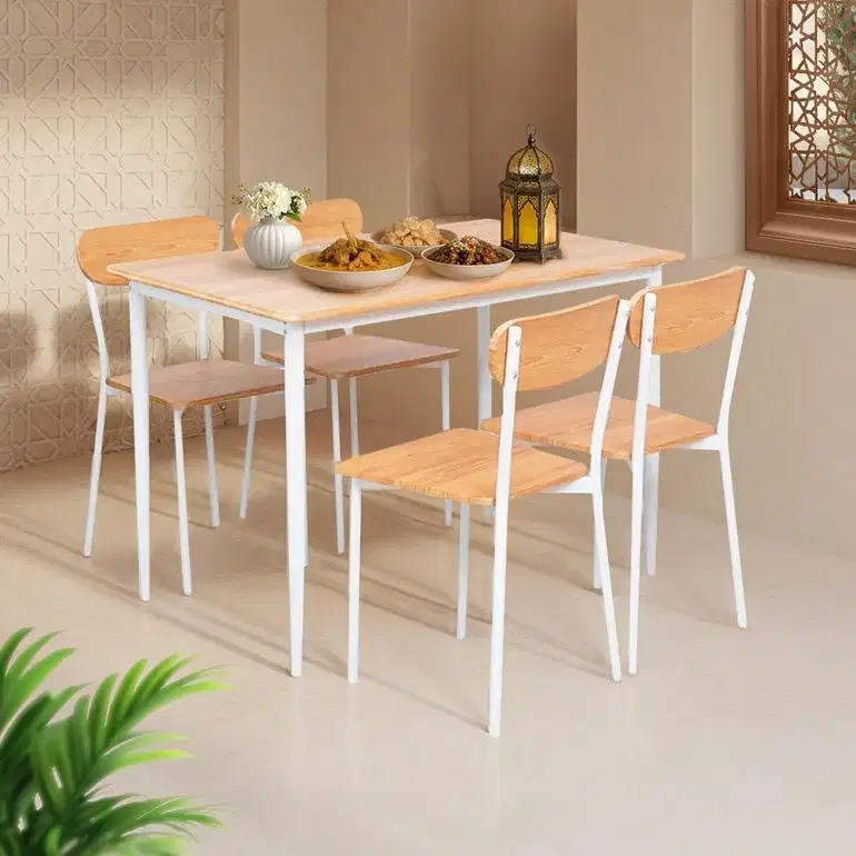 Meja Makan Lamira Set 1T+4T White