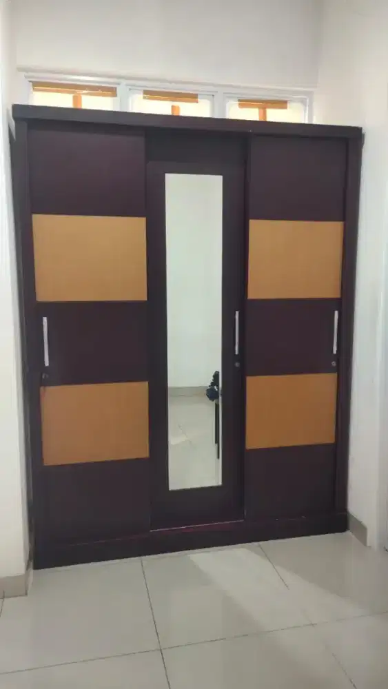 jual murah lemari kayu 3 pintu sliding/geser