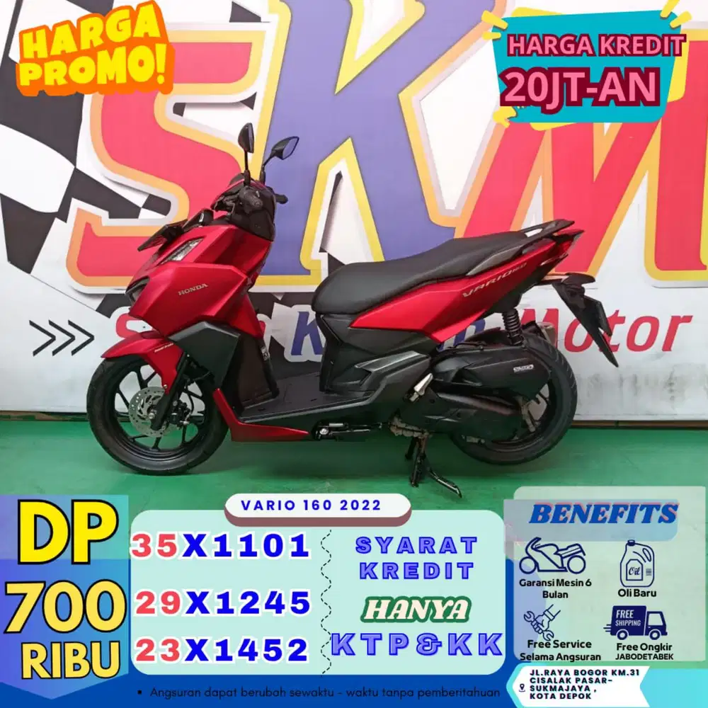 ( vario 160 2022 dp:700 servis gratis selama angsuran cash credit
