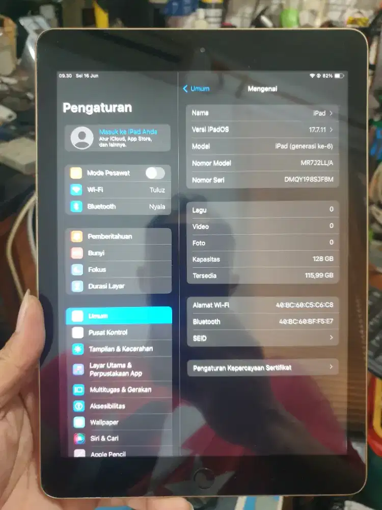 Ipad 6 128GB Mulus Normal