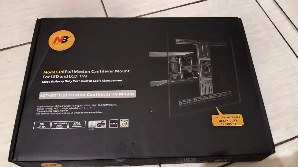 Jual Bracket TV NB North Bayou P6 Full Motion (Baru, Salah Beli)