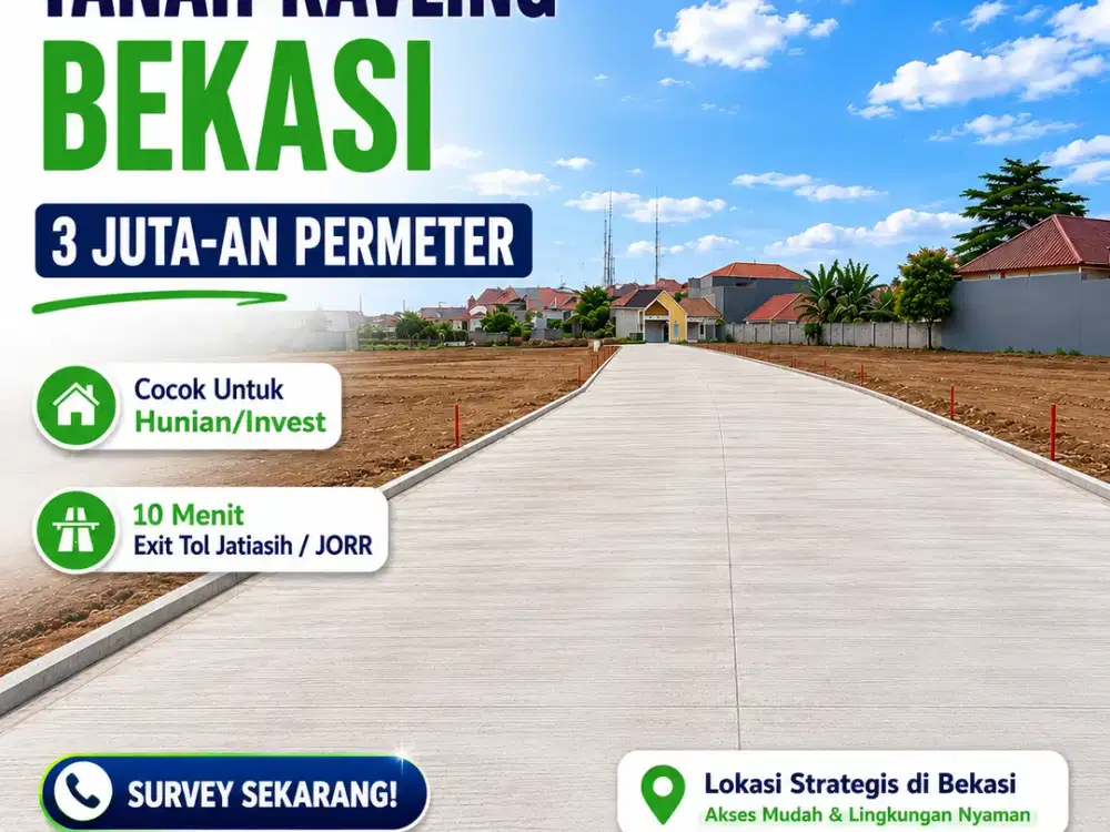 Tanah Kavling Murah Dekat Exit Tol Jatiasih, Bisa Cicil 12x Bunga 0%