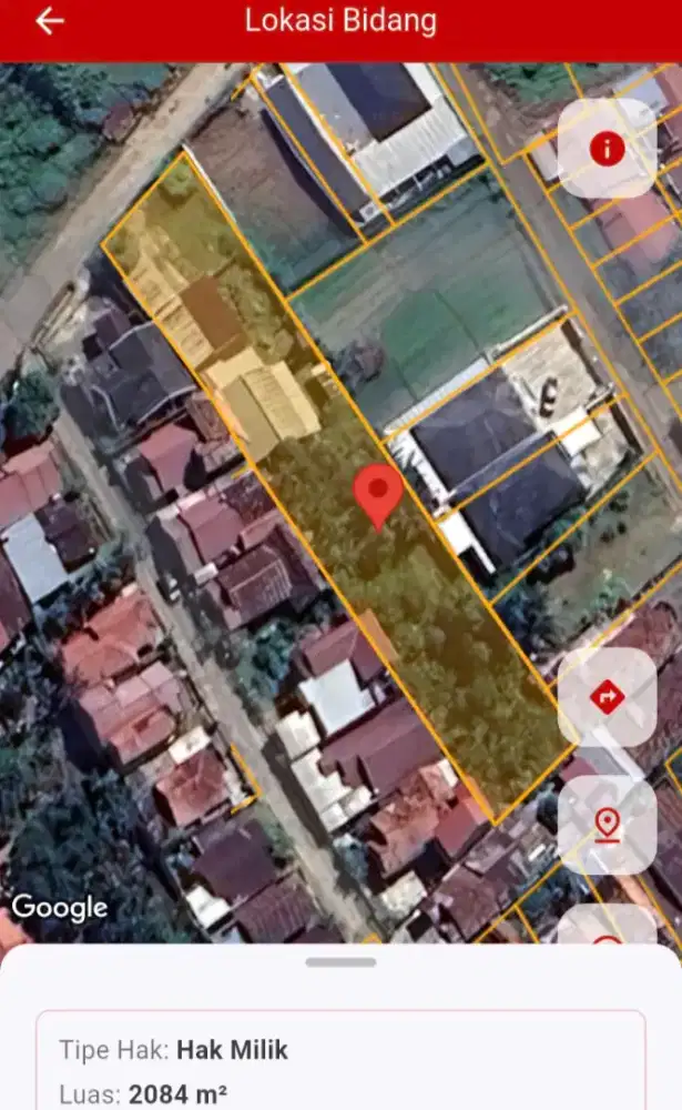 Dijual Cepat Tanah 2084 m² (+/- 20 m x 100 m)