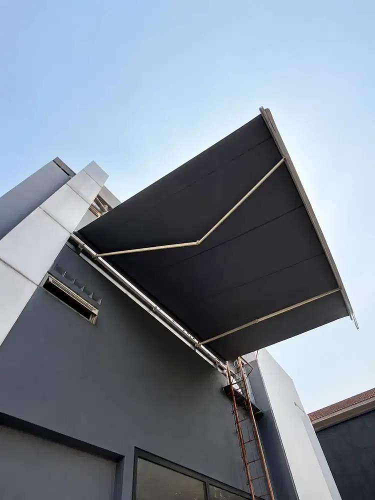 kanopi kain awning warna hijau cocok untuk teras dan jendela rumah