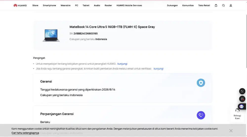 Huawei Matebook 14 Second (Masih Garansi)
