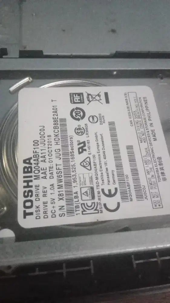 Hardisk laptop Toshiba 1TB (sehat 1000%)