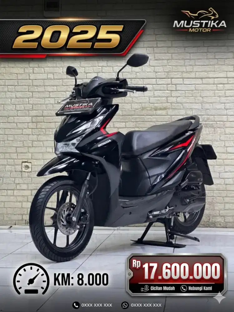 Odo 8rb istimewa!!Honda Beat 2025 Black N Asli Dp500rb Mulus-Mustika