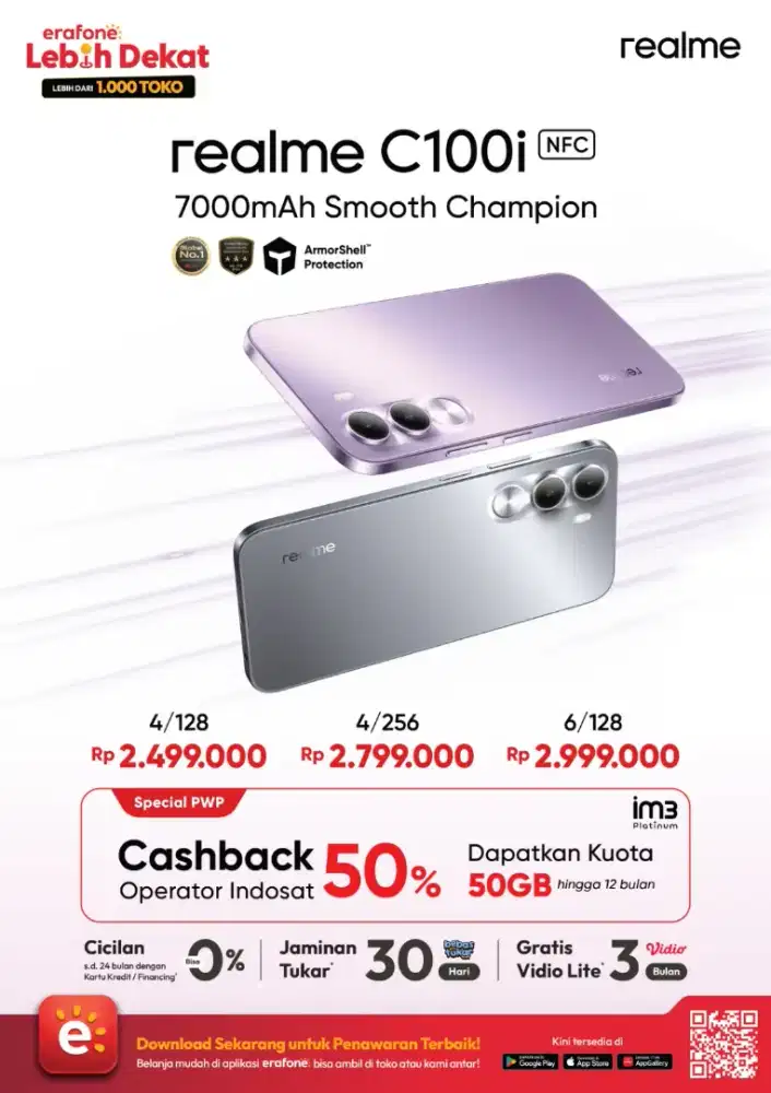 Promo Realme C100i NFC di Erafone Gwalk, DP 0% & Bunga Ringan Kredivo