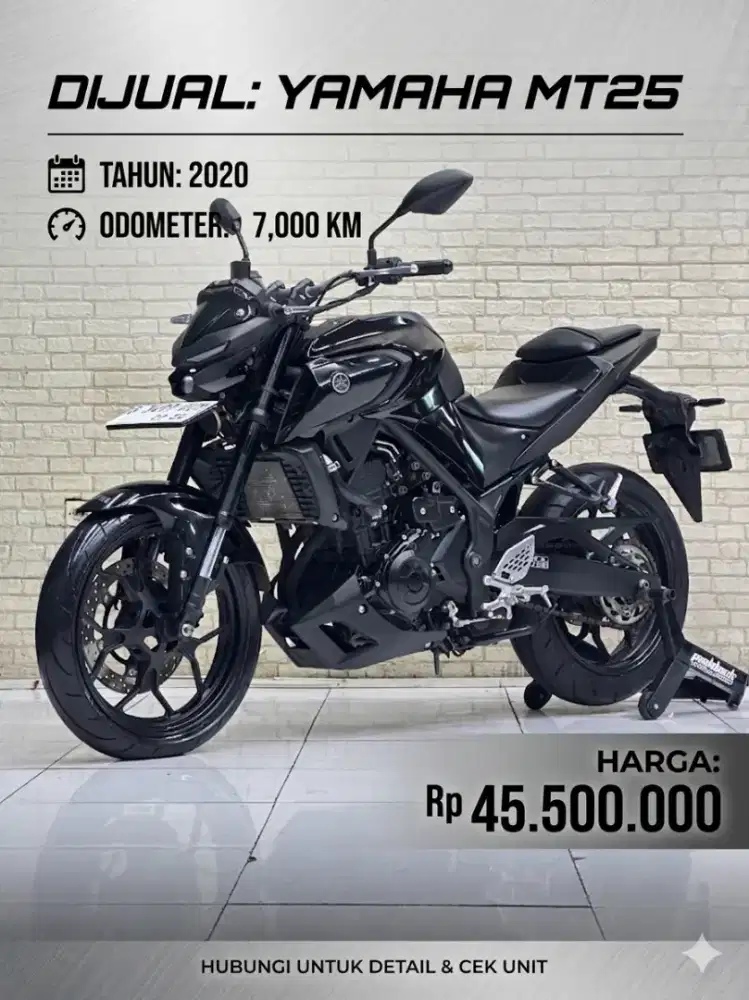 Odo7rb Istimewa!!Yamaha MT25 Naked 2020 Black Plat B Mulus-Mustika