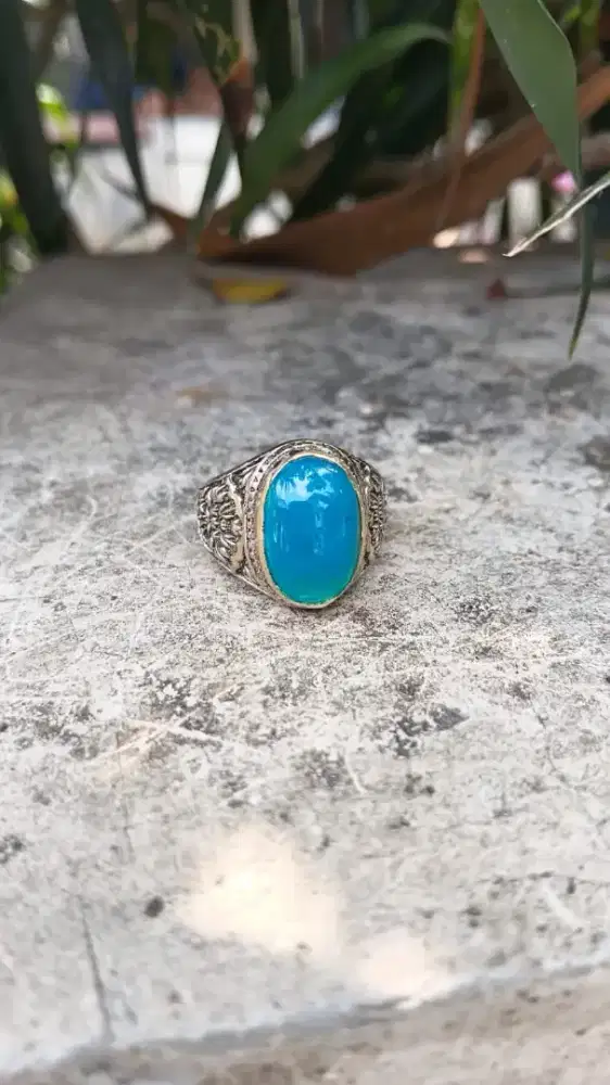 Natural batu bacan doko super kristal size 8 ring alpaka