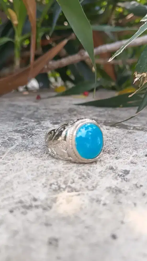 Natural batu bacan doko kristal ring 8 alpaka super