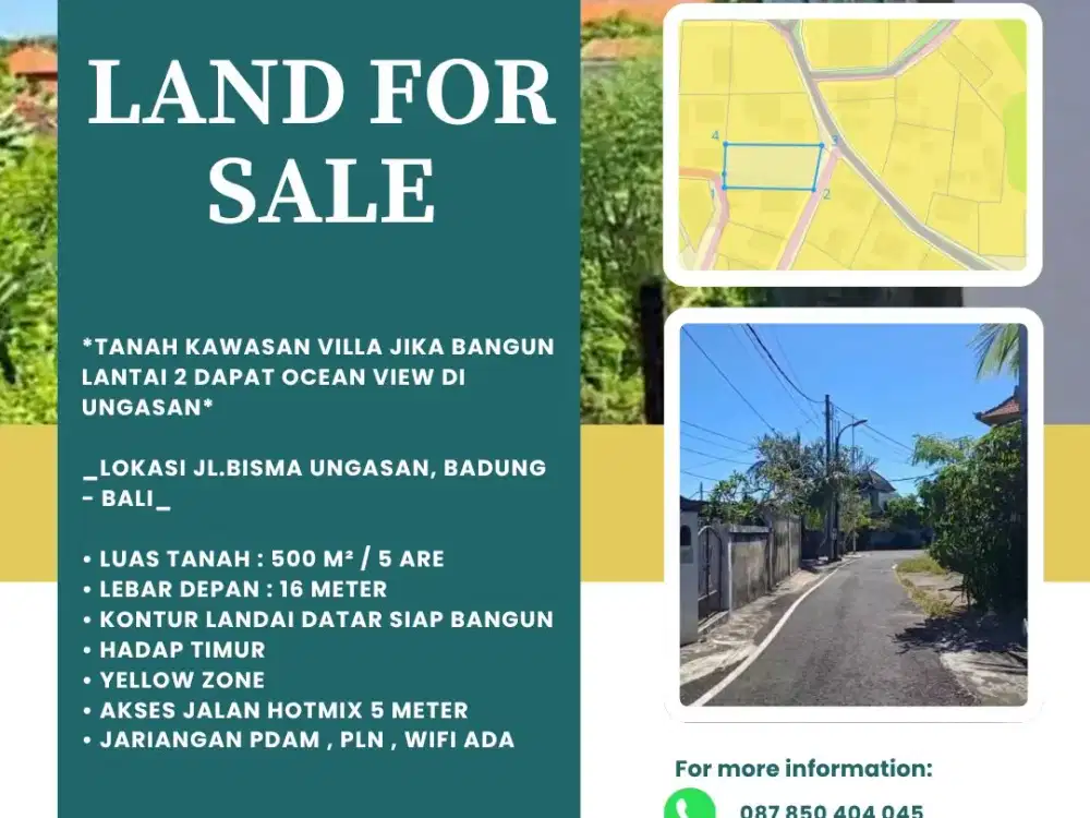 Tanah kawasan Villa Jika Bangun Lantai 2 Dapat Ocean View di Ungasan