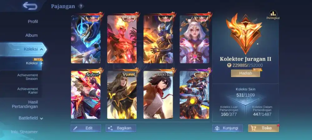 Akun Mobile legend full ling