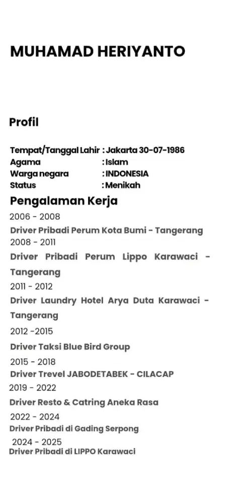 Mencari pekerjaan supir pribadi/kantor