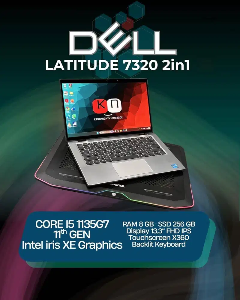 Dell Latitude 7320 2in1 i5 1135G7 RAM 8GB 256GG Layar 13,3inch Touch