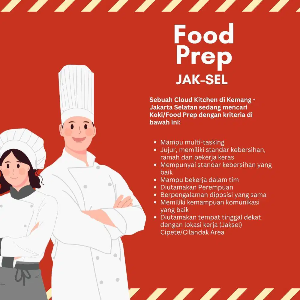 Koki - Food Prep Wanted, Cipete - Kemang Area