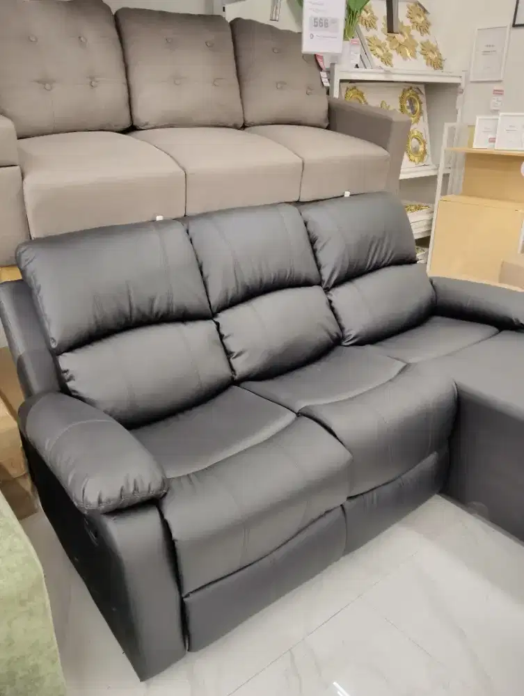 Liverton Sofa L Sectional Kulit - Hitam