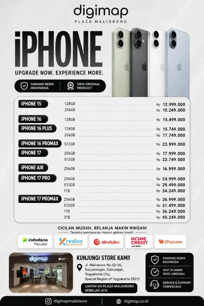 iPhone cash/ cicilan tanpa DP tanpa admin dan bebas bunga tenor 12 bln