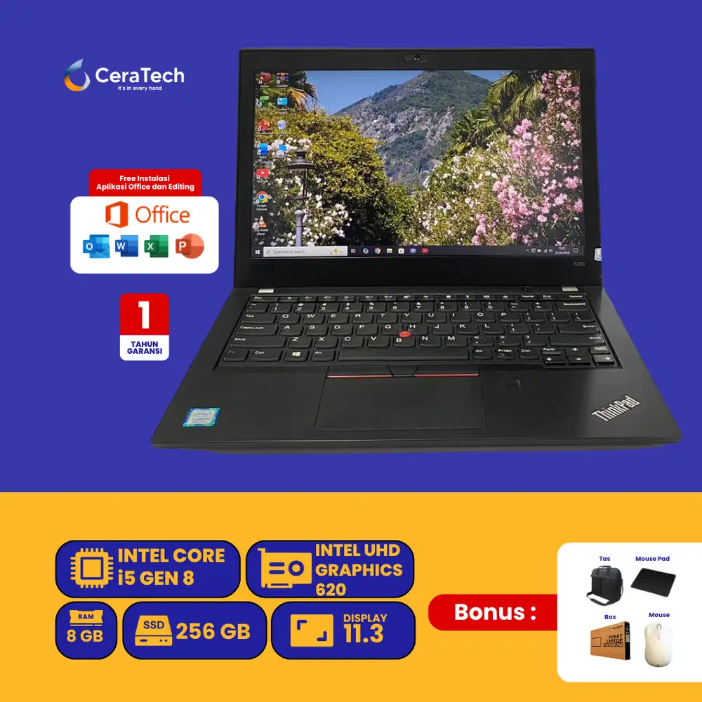 LENOVO THINKPAD X280 INTEL CORE I5 GEN 8 RAM8 GB SSD 256 GB