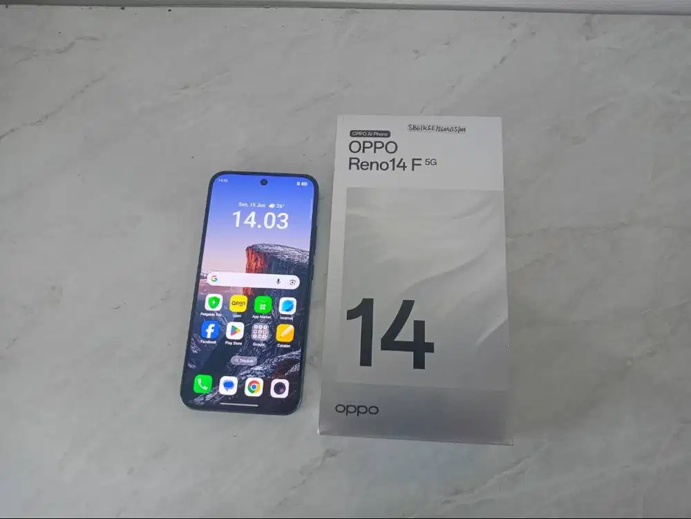 HP LikeNew OPPO Reno 14F 5G Luminous Green Garansi ON 9/2026