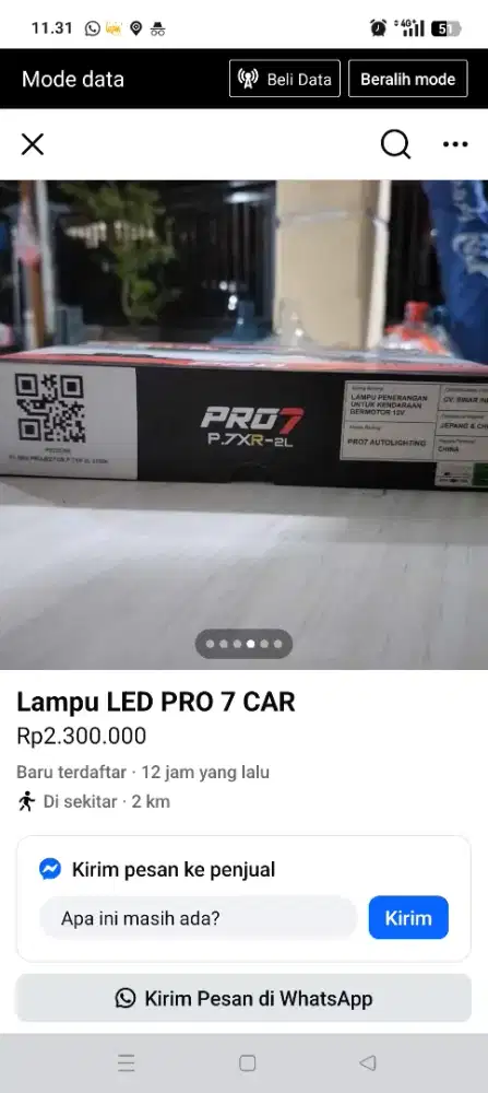 Lampu pro7 baru