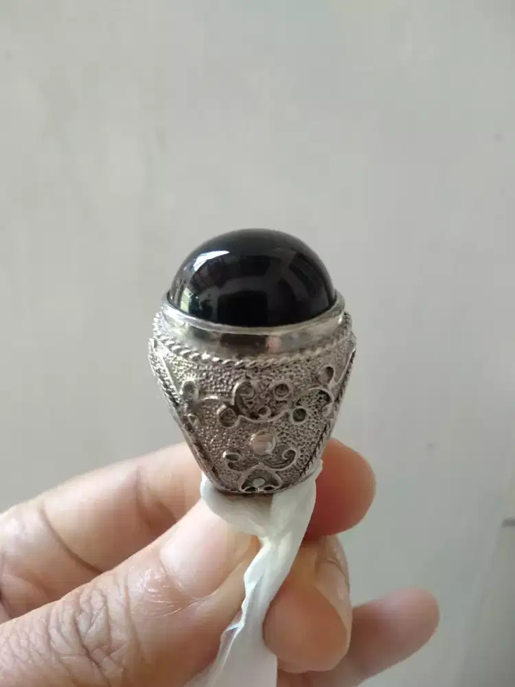 Batu cibeet (mumbul) Ring Alpaka super size 8