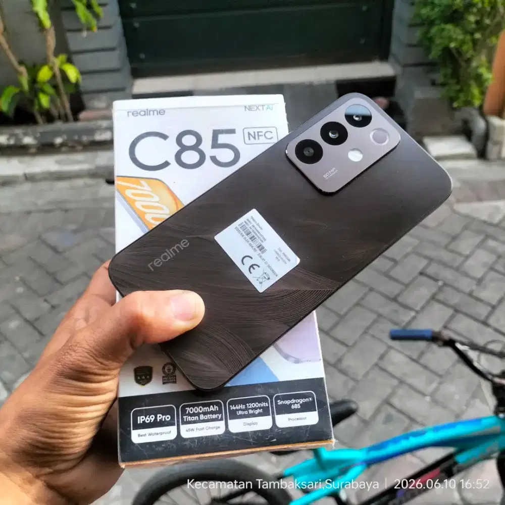 Realme C85 6/128gb fullset like new sebulan. Pakai